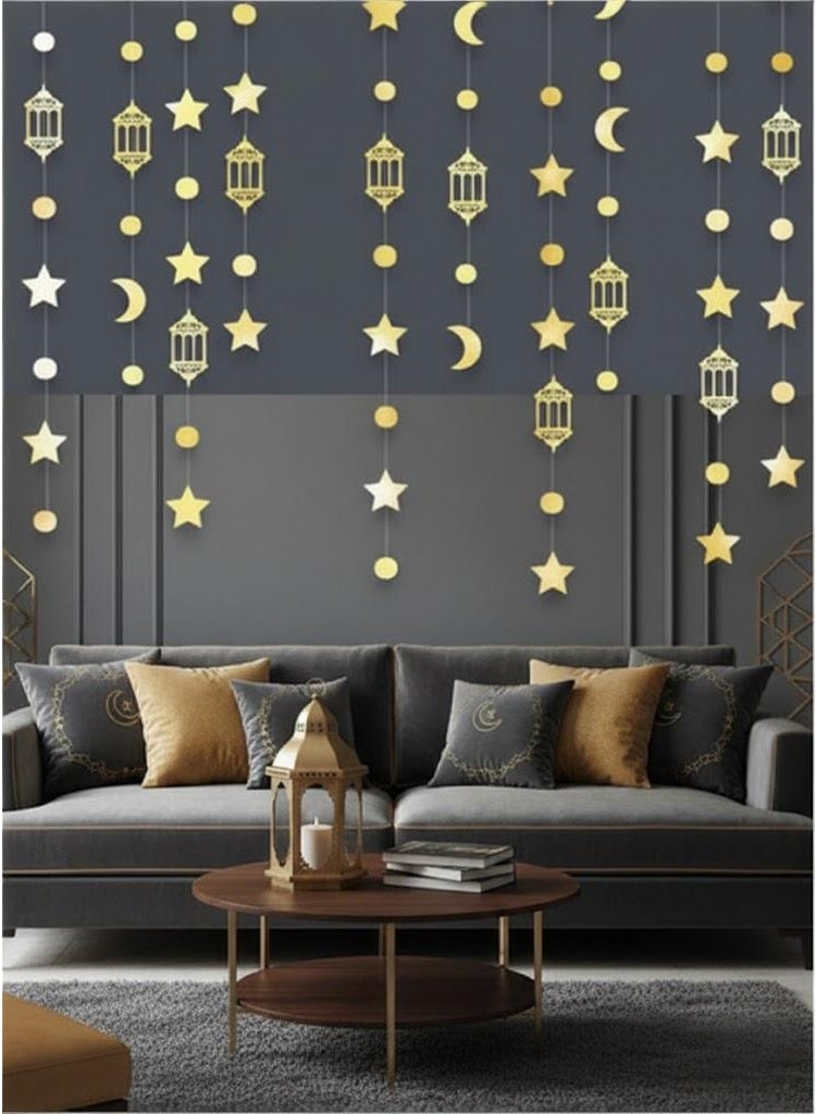 زينة عيد مبارك زينة معلقة رمضان خلفية لافتة زينة منزلية (3 أمتار - 5 قطع) - Image 3